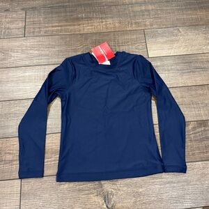 New HANNA ANDERSSON Boys Long Sleeve Solid Blue Swim Rashguard SIZE 6-7